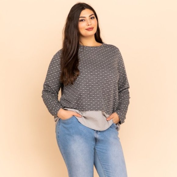 Gilli Tops - Dotted Layered Look Top NWT